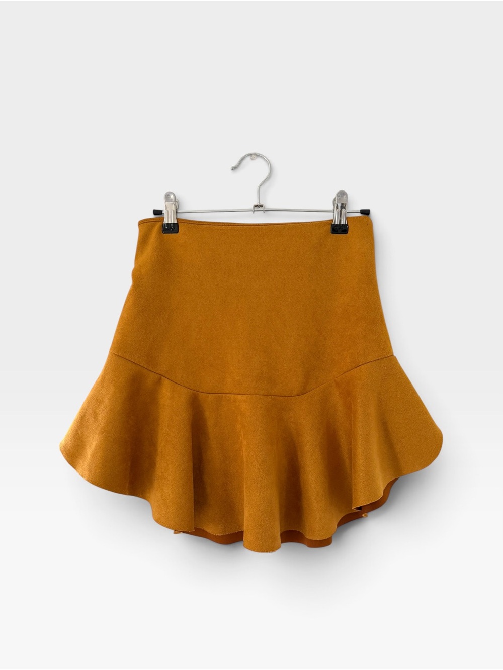 Design Lab Lord & Taylor Mustard Suede-Look Ruffle Mini Skirt - Picture 6 of 9